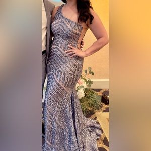 Jovani Purple Sequin Gown Size 6 (Style 06017)